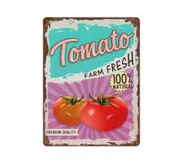 Tomato Farm Fresh Natural Premium Quality Metal Tin Sign Plaque | Wall Decor for Cafe, Club Bar, Office, Home Garden Metal Poster 4x16Inch or 8x8inch