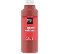Tomato Ketchup 1 Litre - Ready to Use Sauce for Burgers & Chips - Chef’s Menu - Suitable for Home & Catering