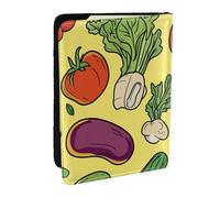 Tomato Onion Carrot Printed Passport Holder,Travel Pu Leather Passport Cover Case Organiser for Men Women,6.5 Inch