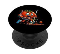 Tomato Panic Hockey Cartoon Funny Rink Chase PopSockets Adhesive PopGrip