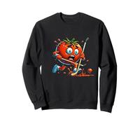 Tomato Panic Hockey Cartoon Funny Rink Chase Sweatshirt