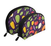 Tomato Pepper Eggplant Printed Makeup Bags 2-Piece Portable Shell Travel Toiletry Bag