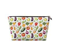 Tomato Pepper Vegetable Print Makeup Bag, Cosmetic Travel Toiletry Bag for Women, Cute Leather Makeup Pouch Organizer
