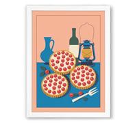 Tomato Pies at Rest Mid-Century Framed Wall Art Print A3 (42×29.7cm) White, Wall Decor for Living Room, Bedroom, Office & Home, Ready to Hang, Art Gift