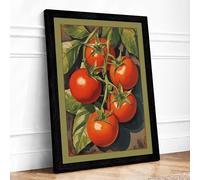 Tomato Plant Study Botanical Framed Wall Art Print A1 (84.1×59.4cm) Black, Wall Decor for Living Room, Bedroom, Office & Home, Ready to Hang, Art Gift