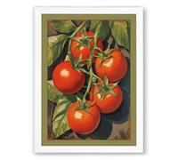 Tomato Plant Study Botanical Framed Wall Art Print A1 (84.1×59.4cm) White, Wall Decor for Living Room, Bedroom, Office & Home, Ready to Hang, Art Gift