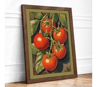 Tomato Plant Study Botanical Framed Wall Art Print A2 (59.4×42cm) Walnut, Wall Decor for Living Room, Bedroom, Office & Home, Ready to Hang, Art Gift