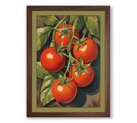 Tomato Plant Study Botanical Framed Wall Art Print A3 (42×29.7cm) Walnut, Wall Decor for Living Room, Bedroom, Office & Home, Ready to Hang, Art Gift
