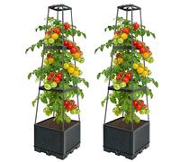 Tomato Planter Boxes, Self Watering Tomato Planters, Raised Planter with Trellis, Height Adjustable Gardening Trellis for Climbing Plants, Vegetables, Flowers (2pcs)