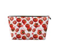 Tomato Print Makeup Bag, Cosmetic Travel Toiletry Bag for Women, Cute Leather Makeup Pouch Organizer