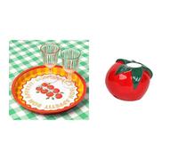Tomato Serving Tray & Tomato Ceramic Candle Holder Bundle