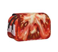 Tomato Slice Printed Flip Pencil Case with 2 Compartments, Large Capacity, Portable Stationery Organizer for School, Travel and Art