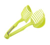 Tomato Slicer Holder Kitchen Cutting Aid Gadget for Round Fruits Vegetables Handheld Slicing Tool for Tomatoes Lemons Onions Made of Durable PP Material Dishwasher Safe Lightweight