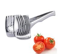 Tomato Slicer Lemon Cutter, Stainless Steel Multi-Purpose Fruit Slicing Tool with Handle, Kitchen Cutting Aid Holder Tools for Fruits and Vegetables