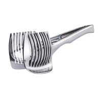 Tomato Slicer - Stainless Steel Lemon Holder with Handle, Multipurpose Handheld Round Fruit Cutter | Easy Kitchen Tool for Slicing Vegetables Citrus Apples Potatoes Cutting Aid Gadget