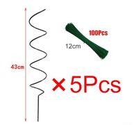Tomato Spiral Stakes for Climbing Plants - 43 cm Iron Plant Supports with 12 cm Green Tie Line, Weather-Resistant & Space-Saving, Pack of 3/5/10(B)