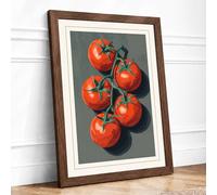 Tomato Study Modern Framed Wall Art Print A3 (42×29.7cm) Walnut, Wall Decor for Living Room, Bedroom, Office & Home, Ready to Hang, Art Gift
