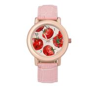 Tomato Watercolor Fashion Women's Watch Easy Reader Novelty Slim Quartz Casual Dress Wrist Watches