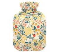 Tomato White Flowers Hot-Water Bottle with Soft Cover, 2L Hot Water Bag for Menstrual Cramps