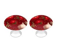 Tomatoes and Garlic Printed Drawer Handles 2 Pack 1.2" Round Stainless Steel Cabinet Knobs Pulls