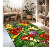 Tomatoes Area Rug, Farmhouse Rustic Broccoli Bells Pepper Harvest Green Non-Slip Aesthetic Rectangle Home Floor Carpet Rugs for Living Room Bedroom Classroom College Dorm Decor 4' X 6'