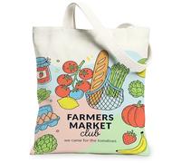 Tomatoes Canvas Tote Bag for Women, Summer Playful Bread Lemon Summer Red Washable Reusable Grocery Bag Ideas for Travel Wo, Red, 13x15 Inch