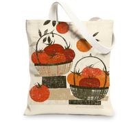 Tomatoes Canvas Tote Bags, Rustic Vintage Fruit Design Reusable Shopping Bags, Lightweight Washable Shoulder Strap Canvas Bags for Gym Outdoor Travel Beach Picnic 13x15 Inch