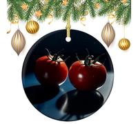 Tomatoes Ceramic Christmas Ornaments 3 Inch Vintage Hanging Baubles with Gold String for Xmas Tree Decorations Holiday Party Yard Garden Home Decor Festive Keepsake Gift Exchange
