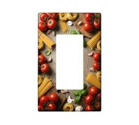 Tomatoes Kitchen Single Rocker Light Switch Cover, Rustic Natural Pasta Basil None Red Plastic Standard Size Accents Wall Switch Plates for New Apartment Home Bedroom Office Decor