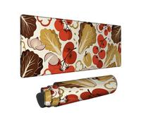 Tomatoes Large Mouse Pad, Vintage Fanciful Lettuce Onion Harvest Red Rubber Smooth Extended Table Mousepad Accessories for Office Home Computer Laptop 12x32 Inch