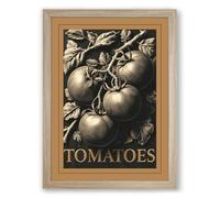 Tomatoes on the Vine Botanical Framed Wall Art Print A2 (59.4×42cm) Oak, Wall Decor for Living Room, Bedroom, Office & Home, Ready to Hang, Art Gift