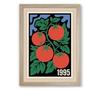 Tomatoes on the Vine Botanical Framed Wall Art Print A4 (29.7×21cm) Oak, Wall Decor for Living Room, Bedroom, Office & Home, Ready to Hang, Art Gift