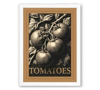 Tomatoes on the Vine Botanical Framed Wall Art Print A4 (29.7×21cm) White, Wall Decor for Living Room, Bedroom, Office & Home, Ready to Hang, Art Gift