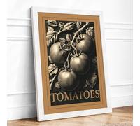 Tomatoes on the Vine Botanical Framed Wall Art Print A4 White