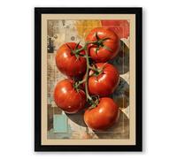 Tomatoes on the Vine Rustic Framed Wall Art Print A2 (59.4×42cm) Black, Wall Decor for Living Room, Bedroom, Office & Home, Ready to Hang, Art Gift
