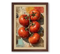 Tomatoes on the Vine Rustic Framed Wall Art Print A3 (42×29.7cm) Walnut, Wall Decor for Living Room, Bedroom, Office & Home, Ready to Hang, Art Gift
