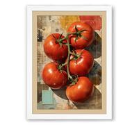 Tomatoes on the Vine Rustic Framed Wall Art Print A3 (42×29.7cm) White, Wall Decor for Living Room, Bedroom, Office & Home, Ready to Hang, Art Gift