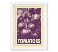 Tomatoes on the Vine Vintage Framed Wall Art Print A1 (84.1×59.4cm) White, Wall Decor for Living Room, Bedroom, Office & Home, Ready to Hang, Art Gift