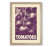 Tomatoes on the Vine Vintage Framed Wall Art Print A4 (29.7×21cm) Oak, Wall Decor for Living Room, Bedroom, Office & Home, Ready to Hang, Art Gift