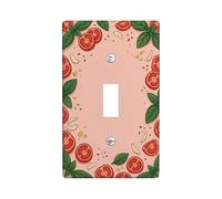 Tomatoes Single Light Switch Cover Plate, Culinary Playful Basil Garlic Summer Red Plastic Standard Size Toggle Light Switch Cover for Living Room Bedroom Home Office Decor (Single)