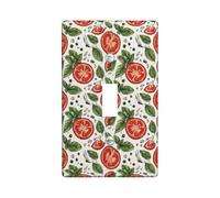 Tomatoes Single Light Switch Cover Plate, Fresh Natural Basil Pepper Summer Red Plastic Standard Size Toggle Light Switch Cover for Home Living Room New Apartment Decor (Single)