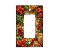 Tomatoes Single Rocker Light Switch Cover, Rustic Vintage Basil Bread Harvest Red Plastic Standard Size Accents Wall Switch Plates for Living Room Bedroom Home Office Decor