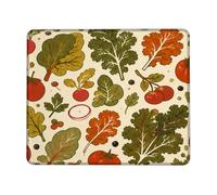 Tomatoes Small Mouse Pad, Autumn Rustic Leafy Greens Radish Fall Green Square Rubber Washable Aesthetic Desk Mousepads Accessories for Office Home Computer Laptop Square 8x10 Inch