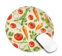 Tomatoes Small Mouse Pad, Fresh Organic Carrot Green Bean Harvest Red Round Rubber Washable Portable Mini Desk Mousepad Accessories for Office Home Computer Laptop Round 8x8 Inch