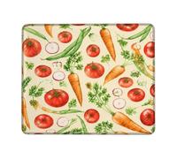 Tomatoes Small Mouse Pad, Fresh Organic Carrot Green Bean Harvest Red Square Rubber Smooth Aesthetic Mousepads Desk Decor for Office Home Dorm Laptop Square 8x10 Inch