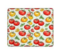 Tomatoes Small Mouse Pad, Fresh Vibrant Lemon Mint Summer Red Square Rubber Smooth Mini Travel Desk Mousepad Accessories for Office Home Computer Laptop Square 8x10 Inch