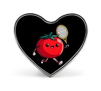Tomatoes Tennis Player Badge Pin Brooch Heart Shape Button Aluminum Decor for Backpacks Hats