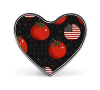Tomatoes U.S. Flag Trendy 1″ Metal Badge Heart Form Brooch Pin Tie Decor Clothes Hat Bag Accessory