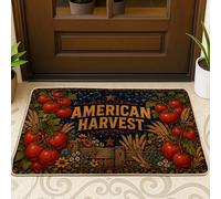 Tomatoes Welcome Door Mat, Harvest Rustic Wheat Star Fall Red Washable Low Profile Entry Mat for House Office Outside Inside Entrance Decor 29x17 Inch