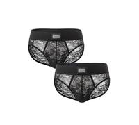 TOMATOPAPA Men's Italian Style Lace Underwear Briefs 2 Pack, Luxury Vintage Underpants with Floral Lace Trim, High Elastic Soft Comfortable Black Underwear, Sophisticated Design